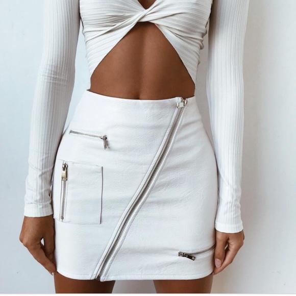 I.AM.GIA Courtney White Leather Skirt - Picture 2 of 4